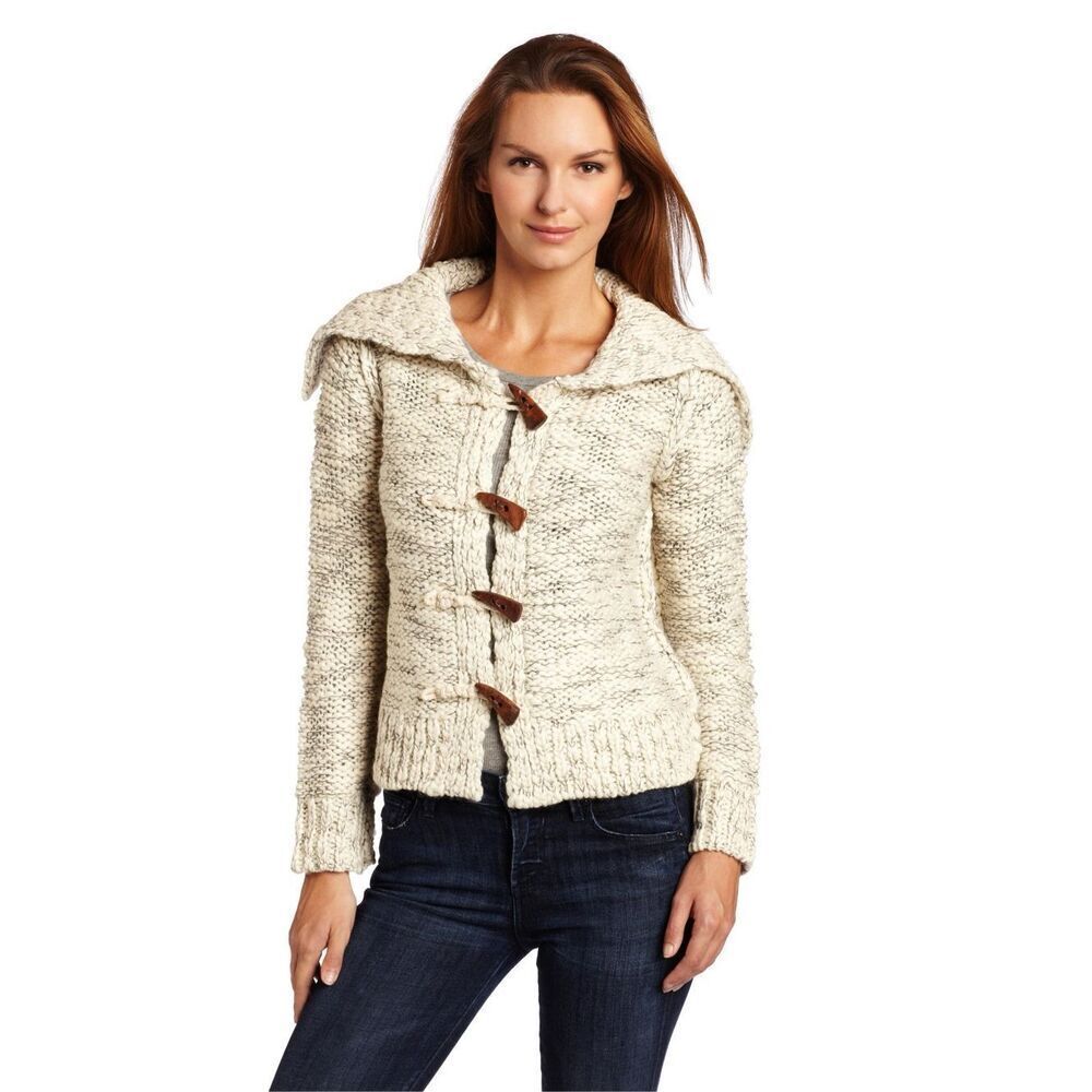 525 America Women’s Nubby‎ Tweed Cardigan Ivory Size Medium